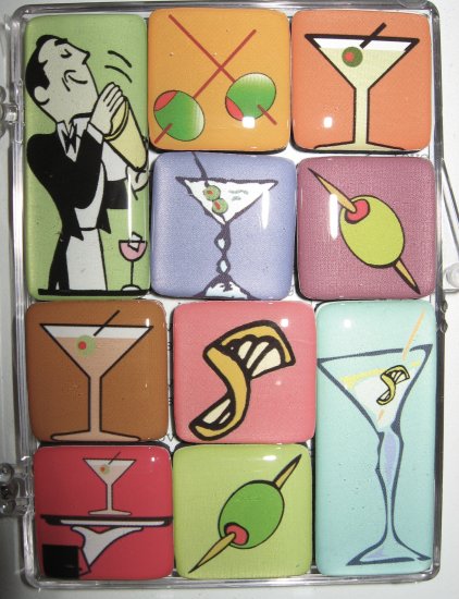 Set of Ten Martini Magnets