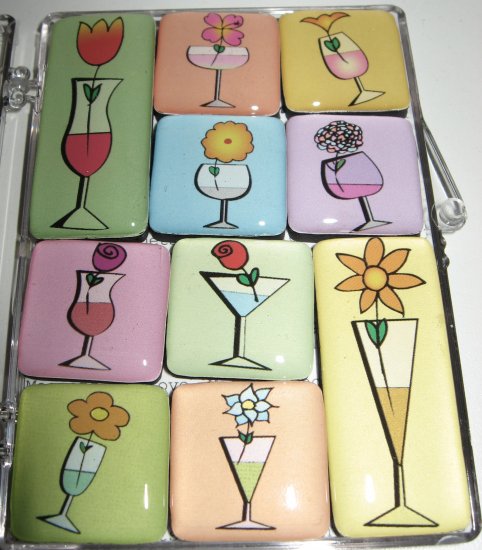 Set of Ten Flowers and Drinks Magnets