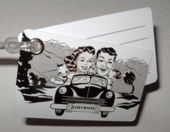 Double Sided Luggage Tag ~ Family in Car