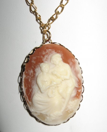Embracing Man and Women Cameo Pendant, Necklace