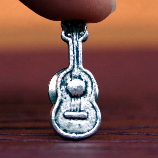 Silver Guitar Tie Tack, Hand Made