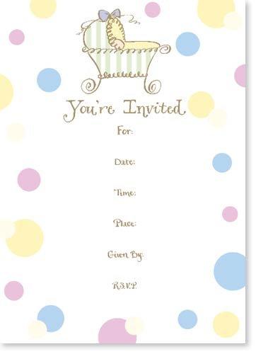 Ten Baby Shower Bassinet Invitations with Envelopes