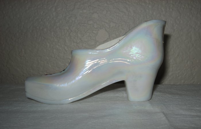 "Westmoreland" Iridescent Colored Hand Painted Glass Shoe