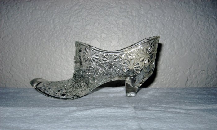 Clear Glass Daisy and Button Slipper