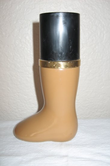 Tan and Black Plastic Boot Perfume Bottle