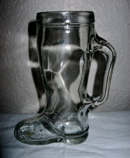 "Thirst Cup" Clear Glass Boot w/Handle.