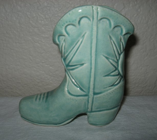 Ceramic Green Cowboy Boot.