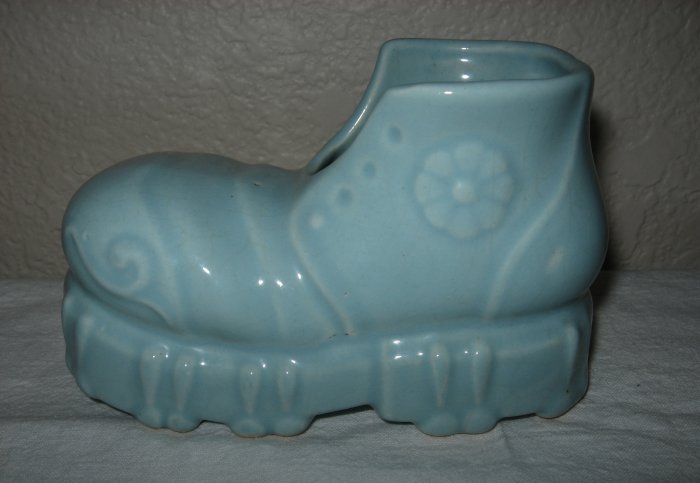 Ceramic Baby Blue Boot w/Thick Sole.