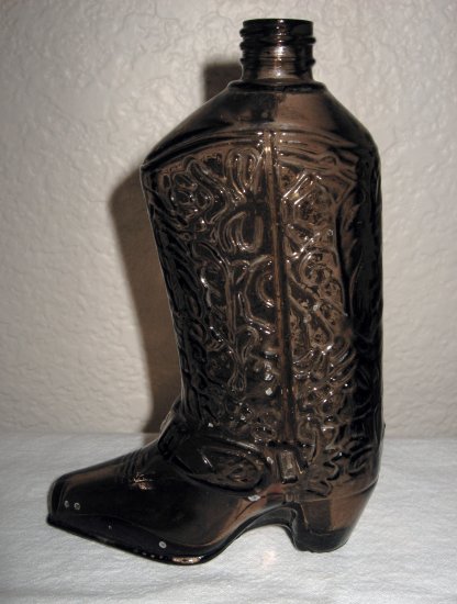 Brown Glass Cowboy Boot Avon Bottle, no Lid