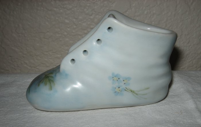 Light Blue Porcelain Booty Hand Painted By M. Schultz.