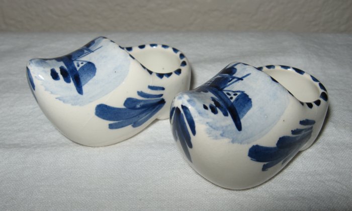 Pair of Ceramic Delft Blue Clogs (Holland).
