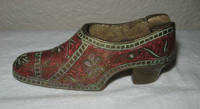 Nicely Decorated Bronze Ashtray Slipper.