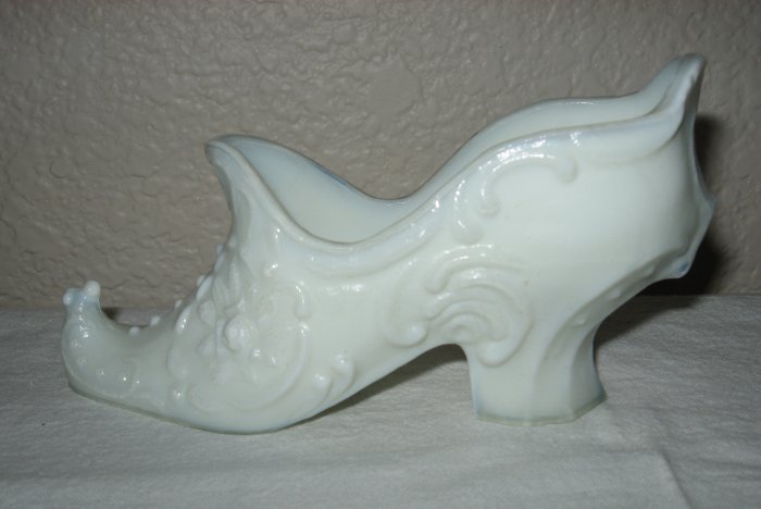 Mosser White Glass Rose Slipper.