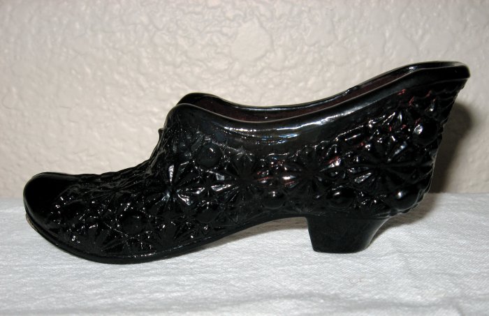 Dark Purple Glass Daisy and Button Slipper.