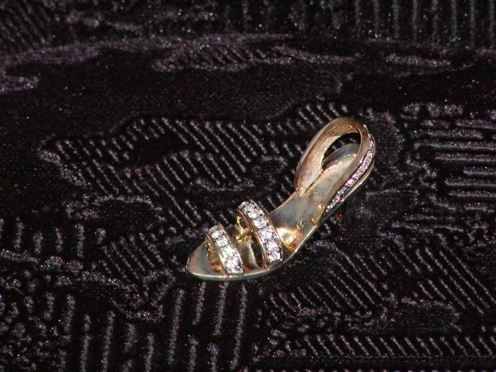 Miniature Metal Women's Slipper w/Rhinestones