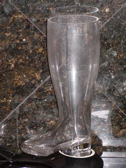 Tall Clear Glass "Thirst Cup" Boot Marked "1lx".
