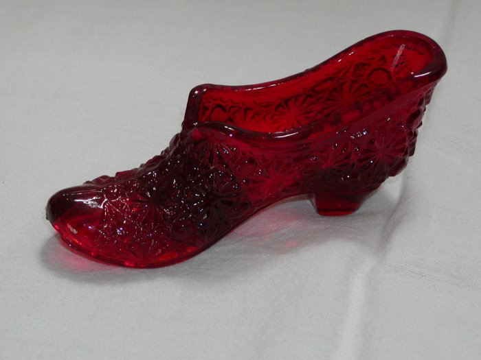 Red Glass Daisy and Button Slipper.