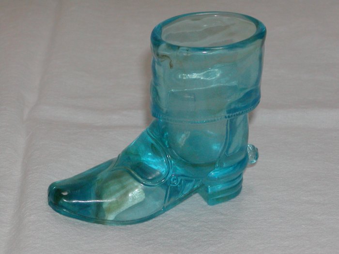 Mosser Blue Glass Cowboy Boot w/Spur.