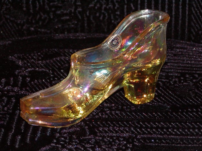 Westmoreland Gold Iridescent Glass Shoe.