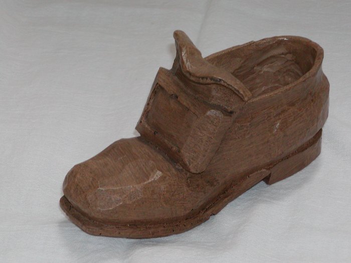 Brown Wooden Puritan Shoe.