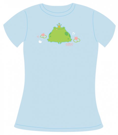 Light Blue Tee, Frog Prince Print, Size Small