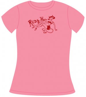 Extra Sassy Devilette Pinup Girl, Red Tee Shirt, Size Small