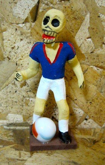 Clay Day of the Dead Figure, Soccer Player with Ball