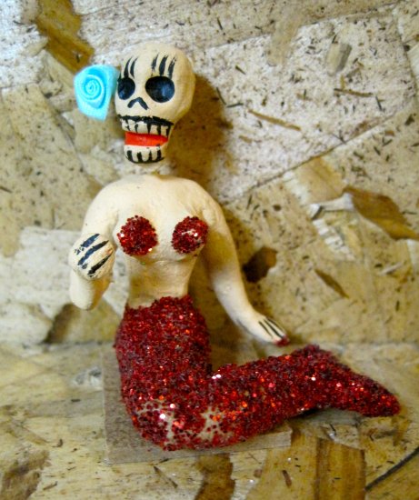 Clay Day of the Dead Figure, Mermaid