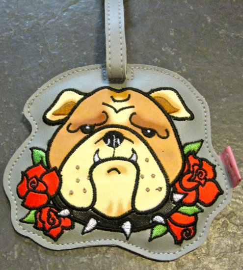 Vinyl Bull Dog Tattooed Pooch Luggage Tag