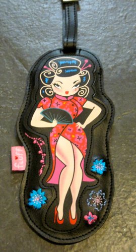 Vinyl Pin Up Geisha Girl Luggage Tag