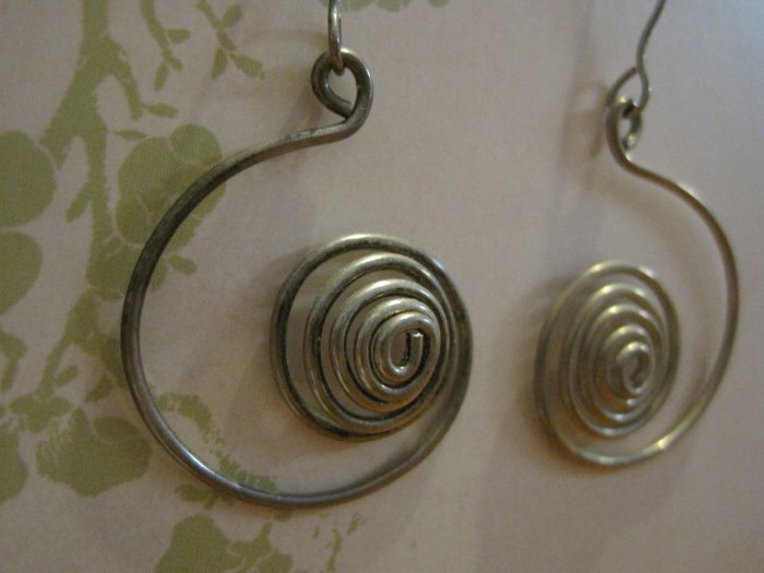 Hand Made Silver Wrapped Ying and Yang Circle Earrings