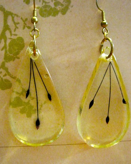 Retro Resin Drops with Dried Purple Flowers Within, Earrings