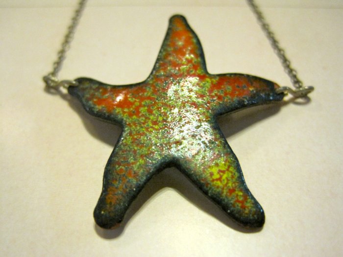 Hand Made Etched Starfish Pendant on Thin Silver Chain, Bracelet or Anklet