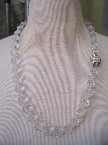 Vintage Glass Beaded Necklace, One-of-a-Kind Clasp