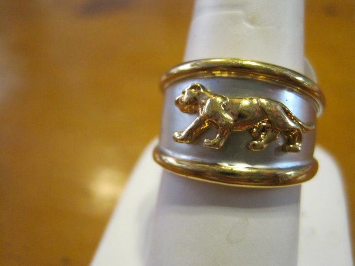 Silver and Gold Sigle Panther Ring