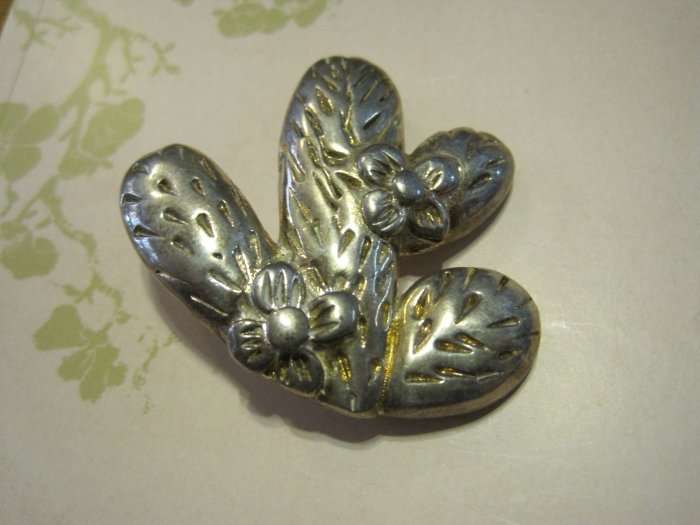 Silver Plated Cactus Pin