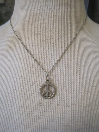Silver Peace Sign Charm, Necklace