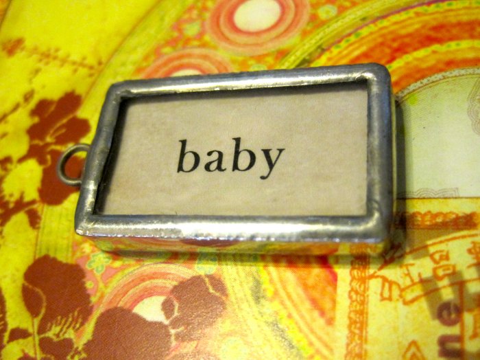 "Baby" Flashcard Charm, Necklace Pendant