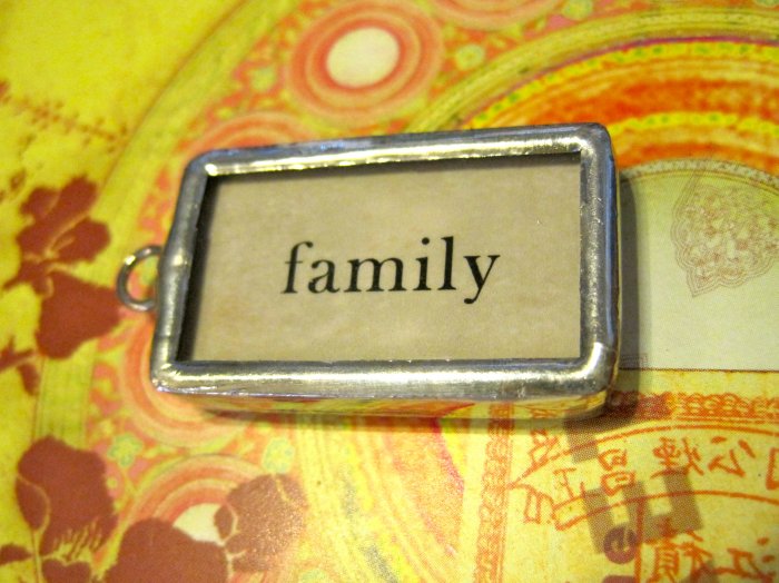 "Family" Flashcard Charm, Necklace Pendant