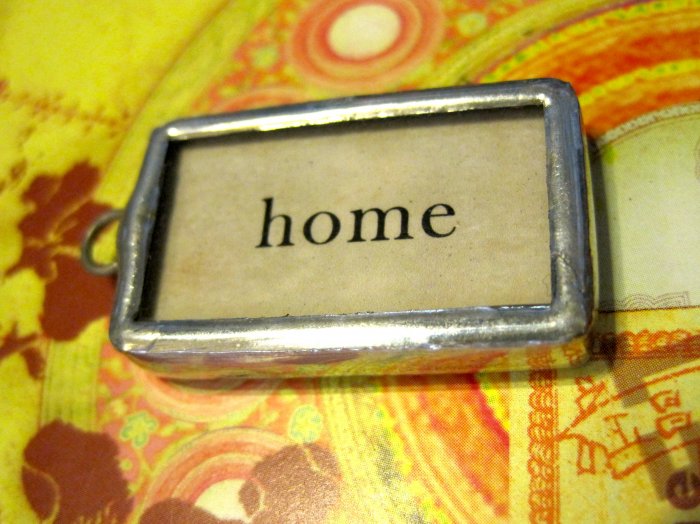 "Home" Flashcard Charm, Necklace Pendant