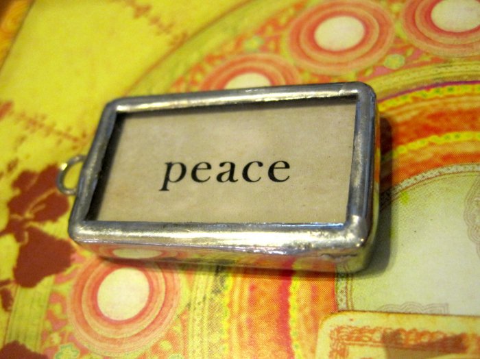 "Peace" Flashcard Charm, Necklace Pendant