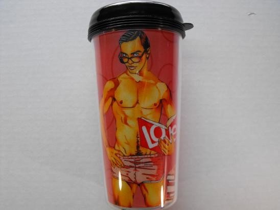Travel Mug, Sexy Man with "Love" Book