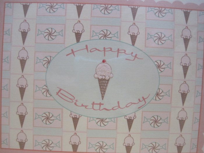 "Happy Birthday" Retro Ice Cream Background Print Birthday Card