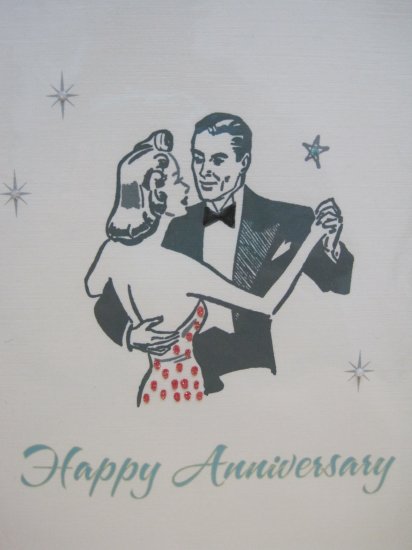 "Happy Anniversary", Retro Print Anniversary Card