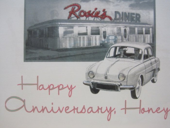 "Happy Anniversary Honey", Retro Print Anniversary Card