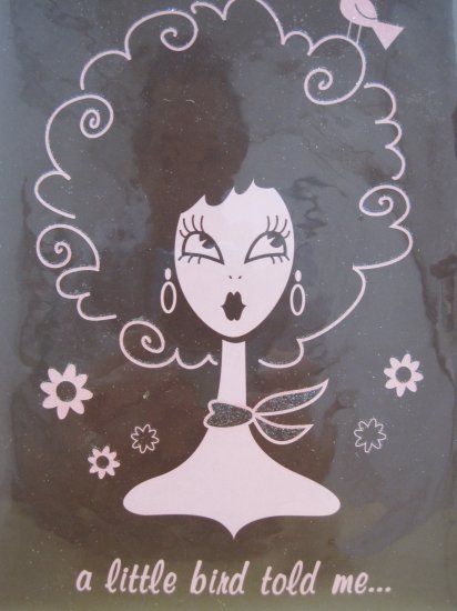 Afro Girl "Little Birdy Told Me" Blank Card