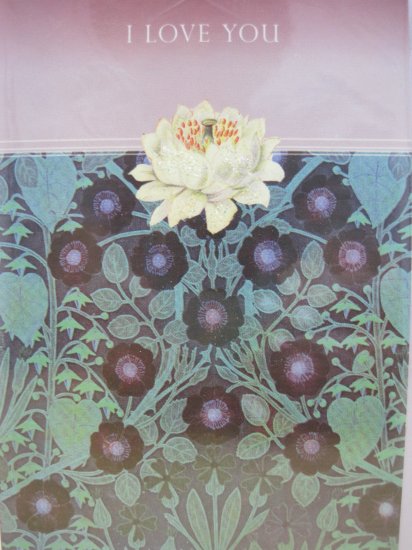 "I Love You" Lotus Flower Print Blank Card with Envelope