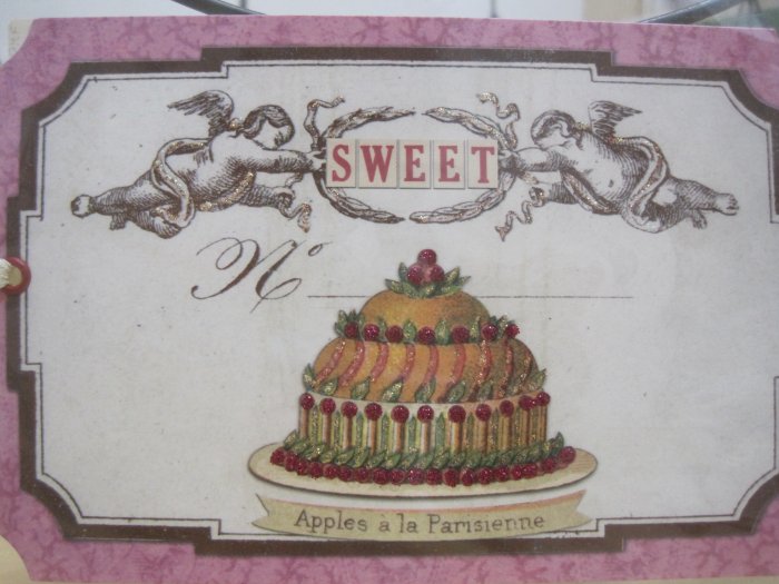 "Sweet" Vintage Print Cake and Cherubs Hanging Gift Card