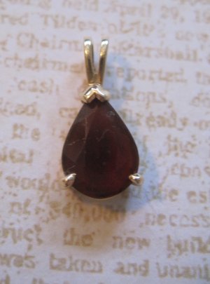Brown/Orange Glass Drop Pendant, Gold Bezel