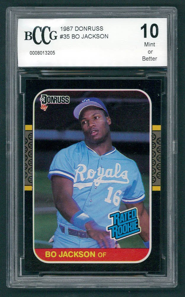 Retro Baseball Card, Bo Jackson Rookie Card, 1987 Donruss #35, BCCG 10